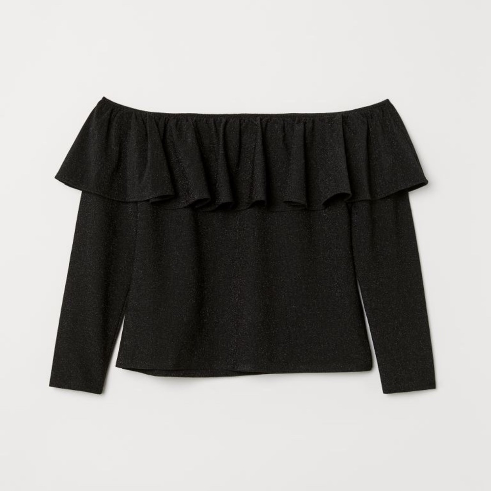 HM Black Glitter Off The Shoulder Top